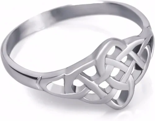 Vista 2 de ELFASIO Anillo para mujer con diseño irlandés clásico de nudo celta de acero inoxidable