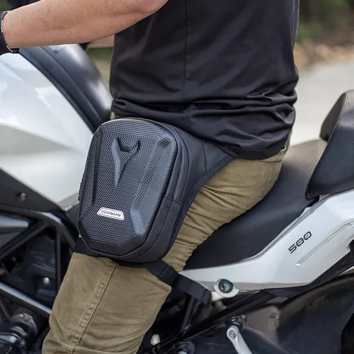 Vista 3 de Riñonera para motocicleta, bolsas de pierna caída, para hombres y mujeres, ciclismo, ciclismo, táctica, muslo, bolsa de almacenamiento