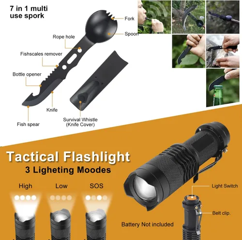 Vista 3 de Survival Kit, Camping Tools for Hiking, Fishing & Emergencies