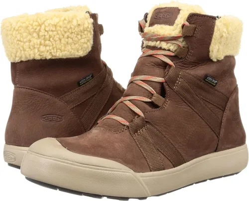 Vista 7 de KEEN Botas Elle de invierno impermeables de media pantorrilla para mujer, CastañoArcilla Roja