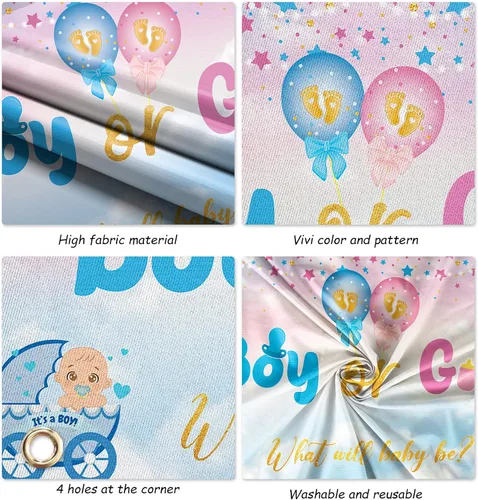 Vista 5 de Decoraciones de revelación de género, kit de arco de guirnalda de globos azul pastel y rosa con texto en inglés "What do You Think", globos de papel