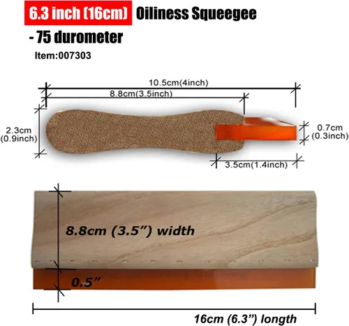 Vista 2 de Raspador de aceite de madera de goma para impresión de pantalla de seda de impresión manual 75 durómetro 6.3inch