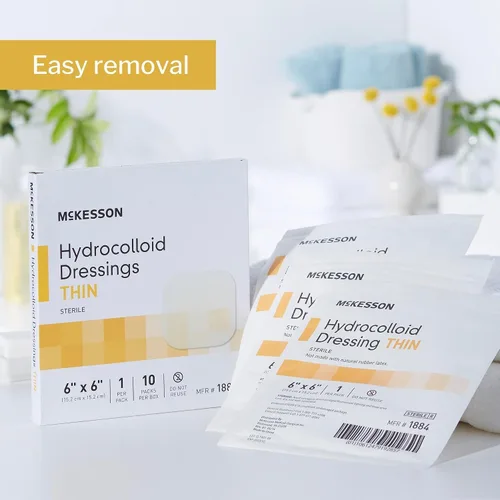 Vista 9 de McKesson Apósito hidrocoloide, estéril, fino (10 cajas, 200 apósitos en total) – Vendaje estéril autoadhesivo, parche impermeable para úlceras