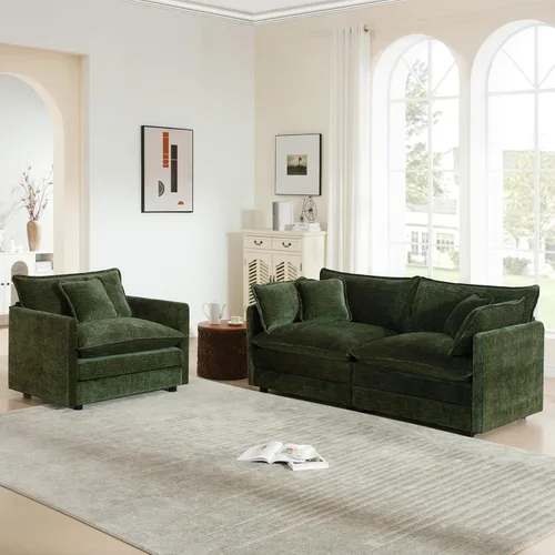 Vista 71 de 76.7" Cloud Couch for Living Room, Deep Seat Loveseat Sofa, Beige Breathable Chenille, 2-Seats Couch for Apartment Small Spaces, Pocket Spring