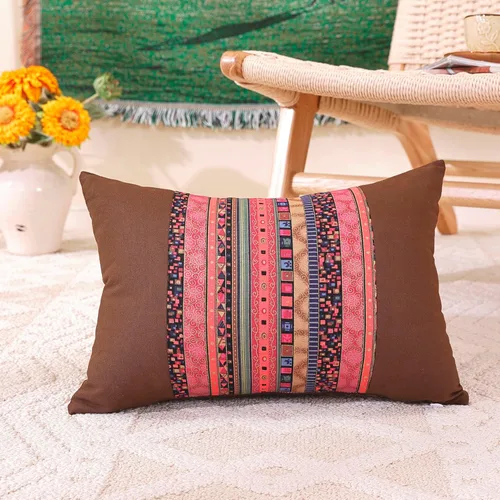 Vista 11 de TAOSON Funda de almohada de lino de mezcla de algodón antiguo con rayas verdes, estilo bohemio, funda de almohada con cierre de cremallera oculta