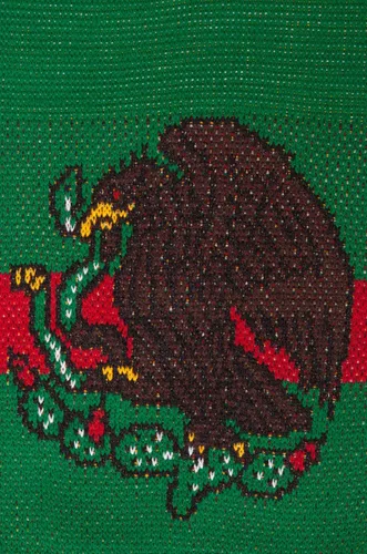 Vista 5 de Mexico Bufanda de punto de fútbol, Blanco, Verde, Rojo, Amarillo