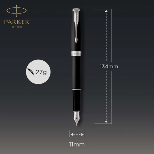 Vista 2 de PARKER Sonnet 1931473 pluma estilográfica, laca roja con decoración dorada y punta fina, Negro mate Mate negro