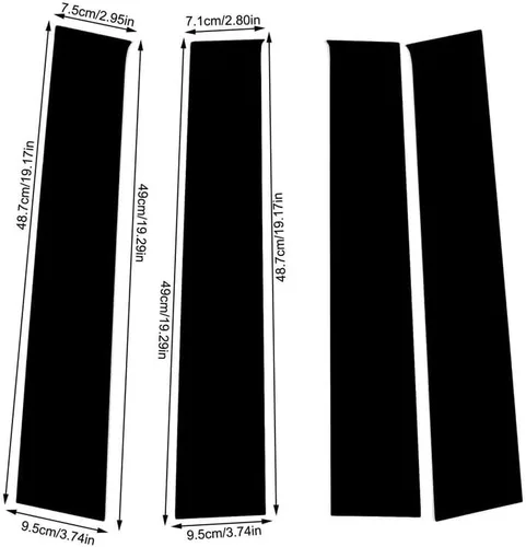 Vista 3 de Poste de pilar de ventana compatible con Do-dge Ram 1500 2500 3500 2009-2018 cubierta de puerta, color negro brillante, 4 piezas