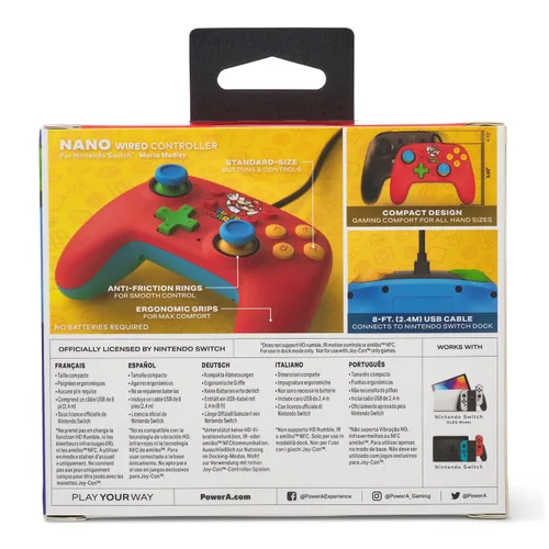 Vista 3 de Super Mario Bros Mario Medley Nano Wired Nintendo Switch Controller