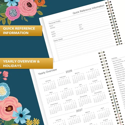 Vista 6 de Agenda 2026-2027, semanal y mensual, julio 2026 a junio 2027, planificadores calendario 2026-2027, 9 x 11 pulgadas, papel premium, encuadernación