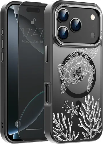 Vista 40 de Goodon para iPhone 15 Pro Max con protector de pantalla de privacidad, compatible con Magsafe, funda translúcida mate a prueba de golpes - Linda