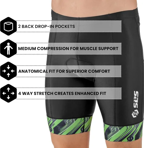 Vista 6 de Pantalones cortos de triatlón para hombre Pantalones cortos de triatleta 4 bolsillos FRT 8 pulgadas Swim Bike Tri Shorts para hombre