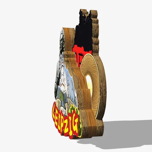 Vista 2 de Alemania Leipzig imán de nevera de madera 3D monumentos de viaje coleccionables recuerdos decoración hecha a mano