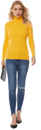 Vista 7 de nine bull Suéter de punto de cuello alto elástico básico sólido para mujer