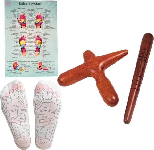 Vista 7 de CCcollections Herramientas de masaje de terapia de madera, herramienta de palo de madera de reflexología, equipo tradicional para aliviar el dolor