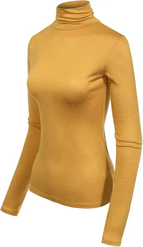 Vista 41 de MixMatchy Camisetas de manga larga delgadas y ligeras para mujer, cuello alto, capa base, camisetas activas