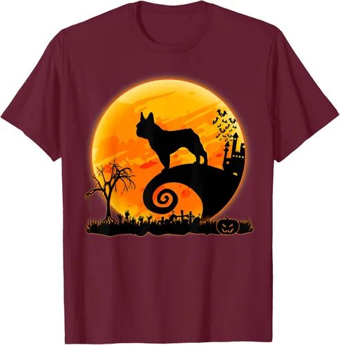 Vista 12 de Camiseta divertida de disfraz de Halloween para perro y luna de Bulldog francés, Negro, S