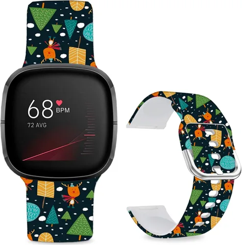 Vista 10 de Correas de reloj de dibujos animados con estampado floral compatibles con Fitbit Versa 4/Versa 3/Fitbit Sense 2/Sense Band de silicona suave