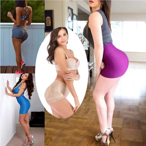 Vista 6 de Pantalones cortos sin costuras para mujer con levantamiento de glúteos acolchados para realzar la cadera