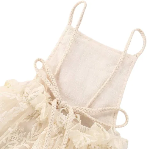 Vista 4 de Easisim Conjunto de ropa para bebé recién nacido, con bordado de encaje, halter, espalda descubierta, enterizo, enterizo, conjunto de traje de sol