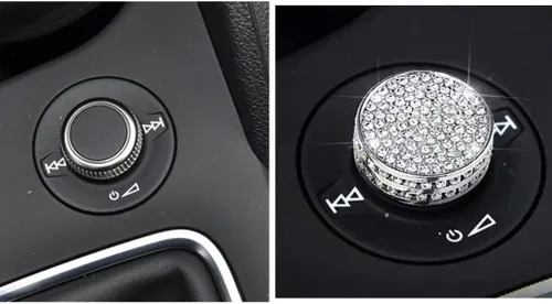 Vista 5 de Bling - Cubierta de perilla para Audi A3 A4 Q2 Q3 S Series de control de audio de volumen diamantes de imitación cubierta decorativa cubierta