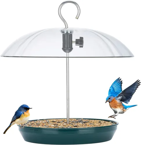 Vista 13 de Kingsyard - Comedero para pájaros con cúpula ajustable para colgar al aire libre