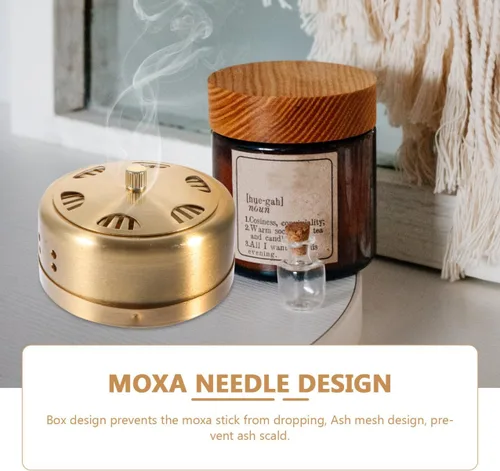 Vista 7 de Mikinona Caja de moxa-lana de cobre, diseño antiquemaduras, olla de moxibustión portátil para masaje corporal, estructura hueca única para uso