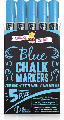 Vista 15 de CHALKY CROWN Rotulador de tiza líquida – Marcador de borrado en seco – Marcadores de tiza para letreros de pizarra, ventanas, pizarra, vidrio – Negro