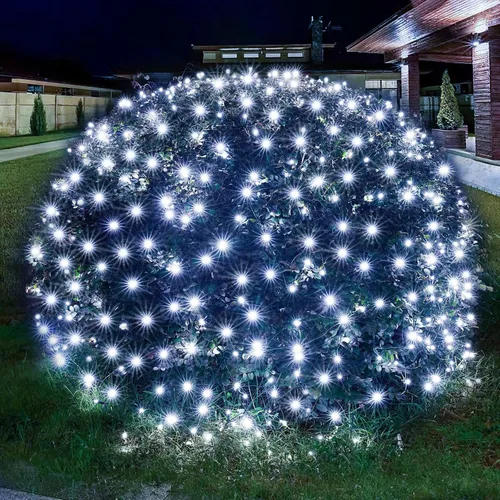 Vista 11 de Dirnun Red de luces LED de Navidad verde para exteriores, 160 LED de 5 x 7 pies, luz de malla de hadas impermeable para exteriores e interiores