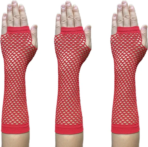 Vista 8 de Guantes de red sin dedos para mujer, guantes de red de pescado, calentadores de brazos de malla para fiestas Emo o góticas y 80s o 90S W-N-NG2