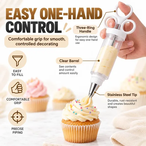 Vista 3 de Stainless Steel Cake Decorating Gun Kit with 6 Icing Piping Tips，S+L