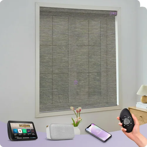 Vista 14 de Graywind Persianas enrollables inteligentes, persianas tejidas naturales para ventanas, control Alexa y Google, persianas motorizadas con control
