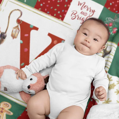 Vista 5 de callie Manta de Navidad Personalizada para Niños y Adultos, Manta Decorativa de Franela/Sherpa Suave y Acogedora con Nombre e Inicial Personalizada