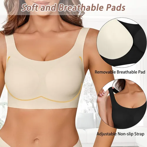 Vista 2 de Sujetadores deportivos para mujer, de alto soporte, busto grande, ligeros, sin costuras, cómodos, sin varillas, con relleno, brasier de yoga