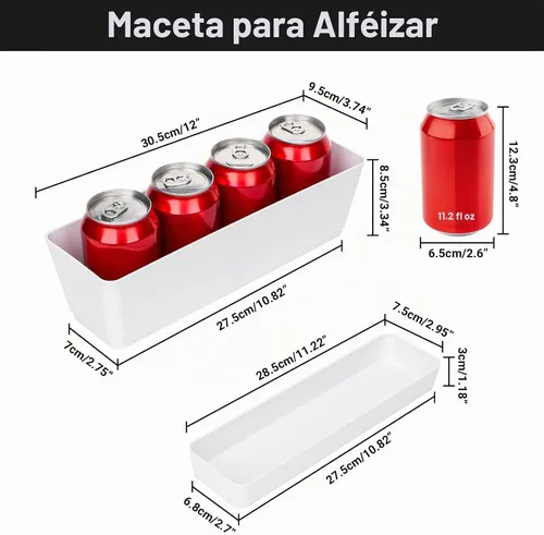 Vista 2 de GREANER - Maceta con bandeja para hierbas, 1 unidad, 12 x 3.8 pulgadas, caja rectangular para ventana, para flores o suculentas en interiores