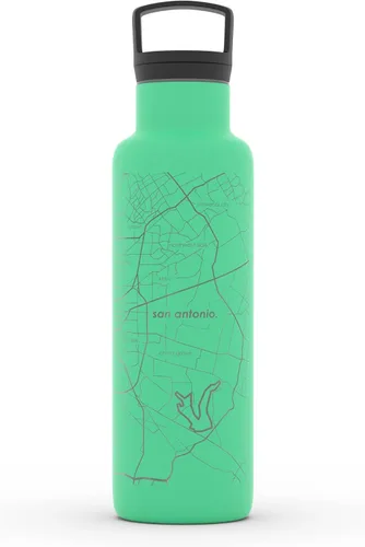 Vista 71 de Well Told Botella de agua aislada con mapa de Washington DC grabado, botella de acero inoxidable grabada (21 onzas, blanco) botella aislada de mapa