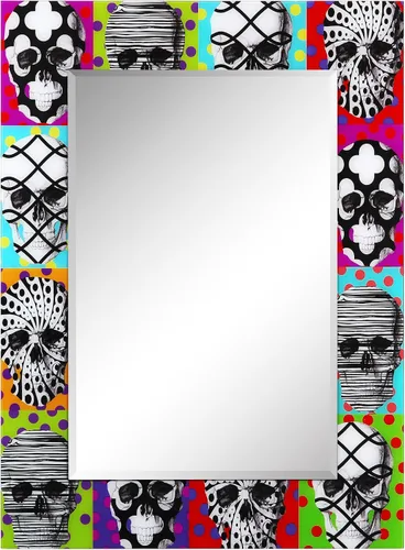 Vista 37 de Empire Art Direct Espejo de pared rectangular biselado en blanco y negro con vidrio templado impreso abstracto, tocador, espejo de baño, listo