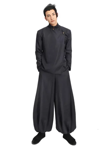 Vista 3 de DAZCOS Geto Suguru - Peluca de cosplay, accesorios de disfraz de anime JJK para Halloween (negro B)