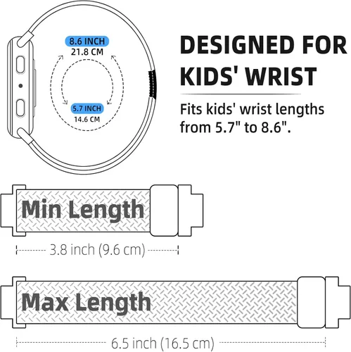 Vista 2 de SimpleThings Correa trenzada compatible con el reloj AT&T amiGO Jr, bandas de nailon elástico suave con hebilla ajustable fácil