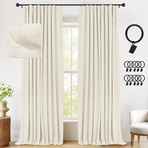 Vista 44 de INOVADAY Cortinas térmicas para puerta corredera 100% opacas para dormitorio, cortinas de puerta corrediza de vidrio extra anchas para patio, lino