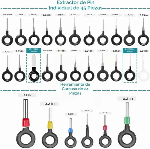 Vista 4 de Kit de herramientas de extracción de terminales, kit extractor de terminales de 140 piezas para automóvil, conector de cable, juego de herramientas