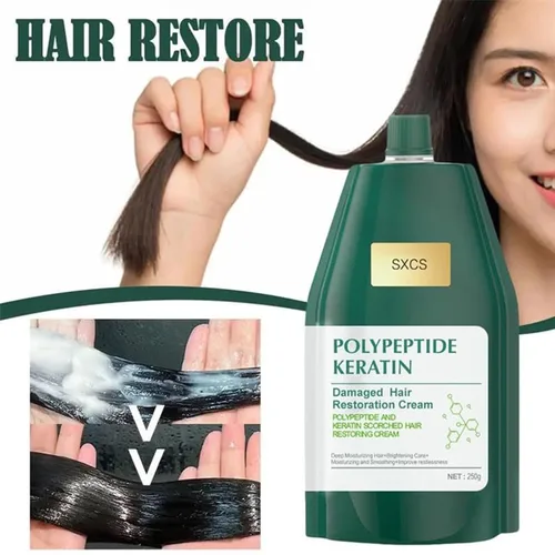 Vista 4 de Mascarilla capilar de queratina polipéptida para cabello dañado, tratamiento capilar de queratina, mascarilla capilar acondicionador profundo