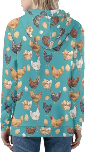 Vista 4 de Showudesigns Sudaderas con capucha y cremallera para mujer XS-5XL Un pollo
