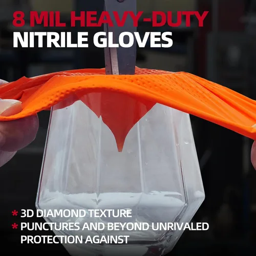 Vista 3 de Jointown Guantes Básicos de Nitrilo de Servicio Pesado, Guantes de Mecánico de Nitrilo Desechables de 8 Mil, con Textura de Diamante Elevada, Caja