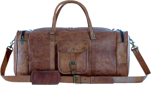 Vista 9 de KPL Bolsa viajera de piel vintage de 21 pulgadas, para deportes, oferta de fin de semana