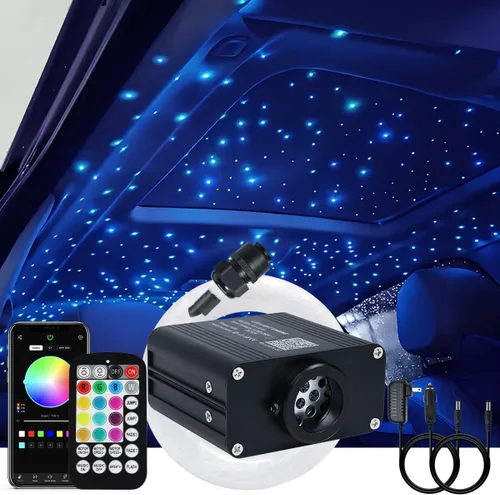 Vista 14 de AKEPO Kit de Luces de Fibra Óptica Twinkle Meteor APP de Tamaño Pequeño 16W, Estrella Fugaz+RGBW Activado por Música 550pcs 0.03in/0.75mm 9.8ft/3m