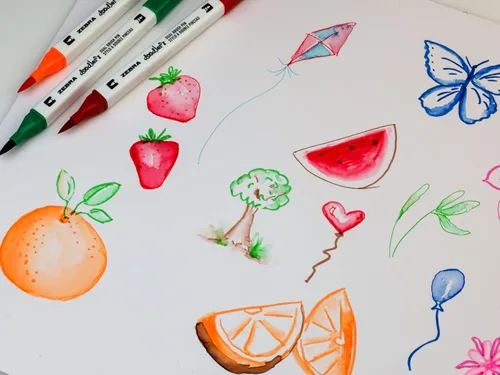 Vista 4 de Zebra Pen, doodler'z - Bolígrafos de doble pincel, colores surtidos, punta de pincel flexible y punta fina para diario, letras a mano, colorear