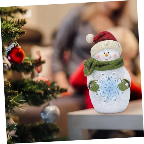 Vista 9 de 1 adorno creativo de muñeco de nieve de resina iluminado para decoración del hogar, manualidades luminosas para ambiente festivo, sala de estar