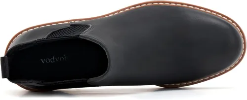 Vista 4 de vodvob Botas de tobillo para mujer, botines de tacón de cuña elásticos con plataforma Chelsea sin cordones y suela de lengüeta