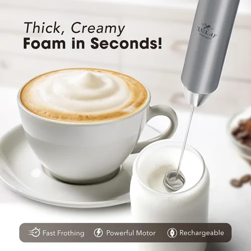 Vista 286 de Zulay Milk Boss Espumador de leche potente manual, hace espuma para latte, batidor para mezclar bebidas, café, miniespumador para capuchino, frappé